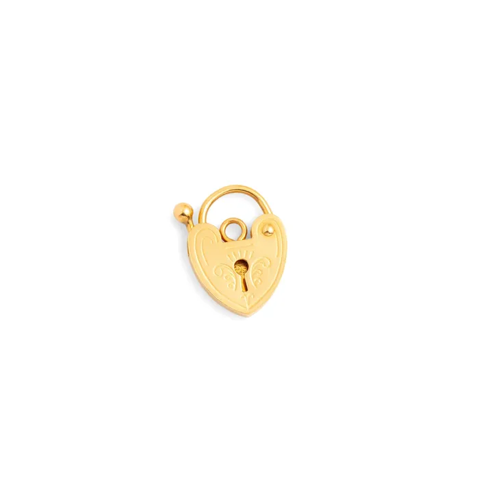 Vintage Necklaces Engraved 14k Gold Heart Padlock Charm
