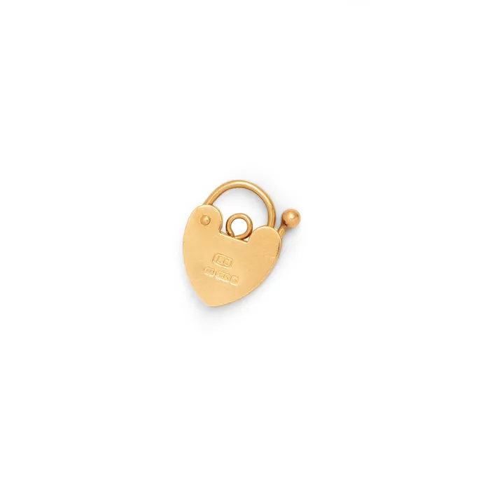 Vintage Necklaces Engraved 14k Gold Heart Padlock Charm