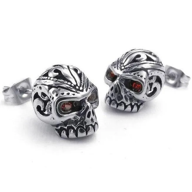 Zapps Clothing Earrings Gothic Stainless Steel Skull Earrings
