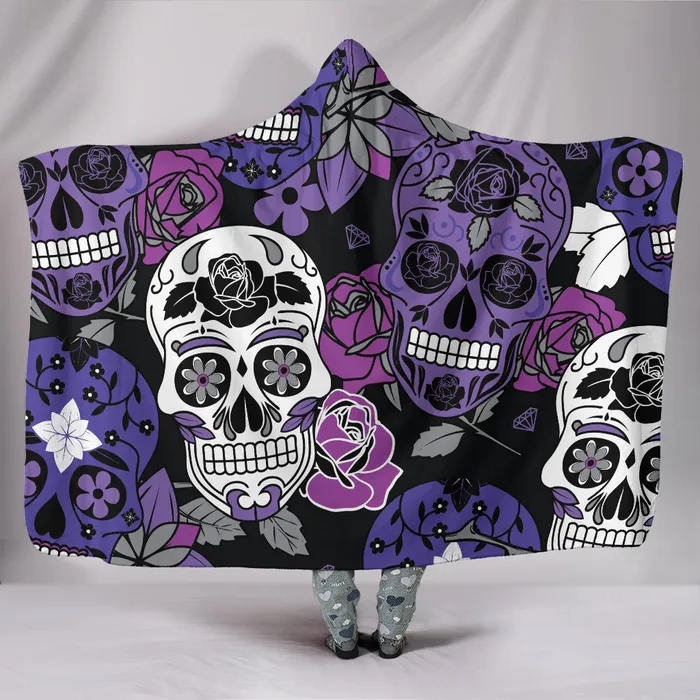 Zapps Clothing Skullistic Sugar Skulls Purple Hooded Blanket Earrings