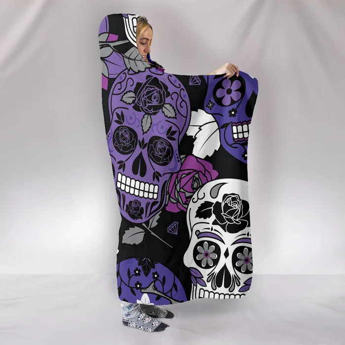 Zapps Clothing Skullistic Sugar Skulls Purple Hooded Blanket Earrings