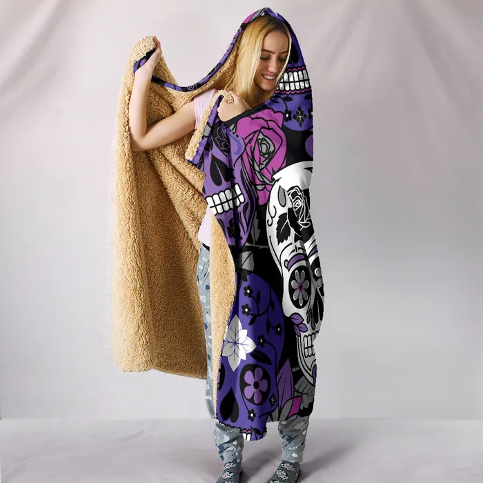 Zapps Clothing Skullistic Sugar Skulls Purple Hooded Blanket Earrings