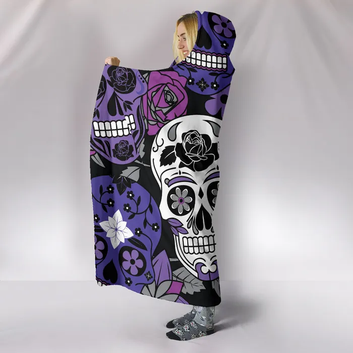 Zapps Clothing Skullistic Sugar Skulls Purple Hooded Blanket Earrings