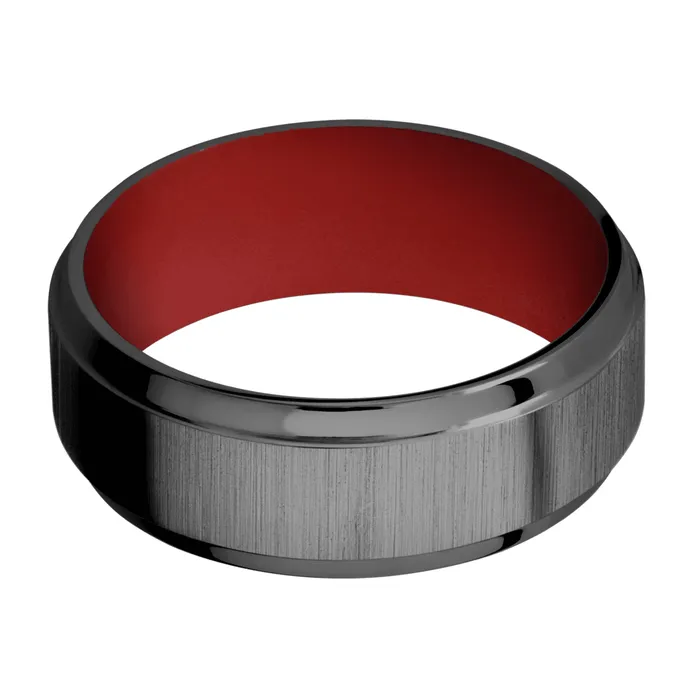 Zirconium Band with USMC Red Sleeve Lashbrook Rings