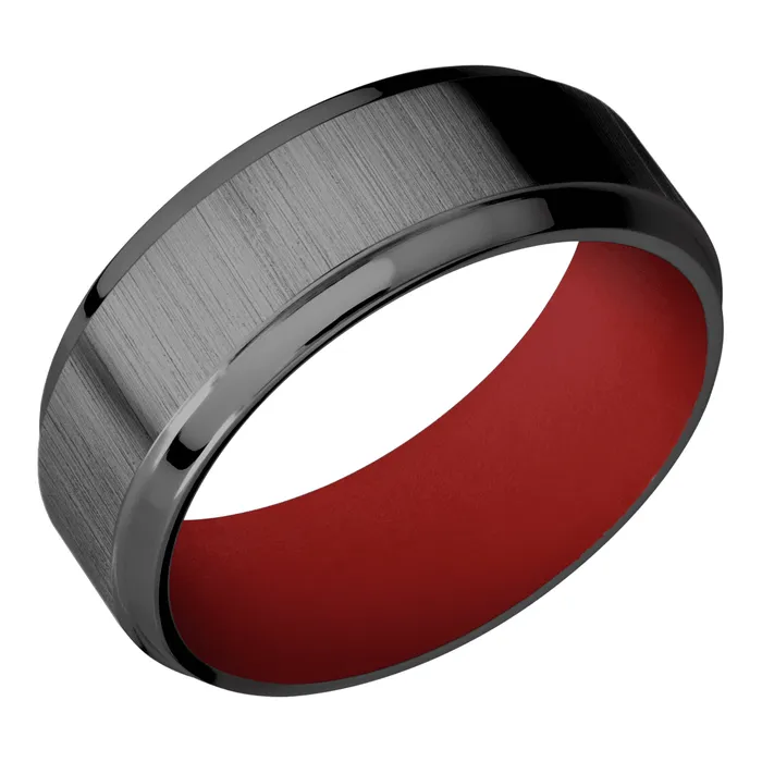 Zirconium Band with USMC Red Sleeve Lashbrook Rings Zirconium Band with USMC Red Sleeve Lashbrook Rings