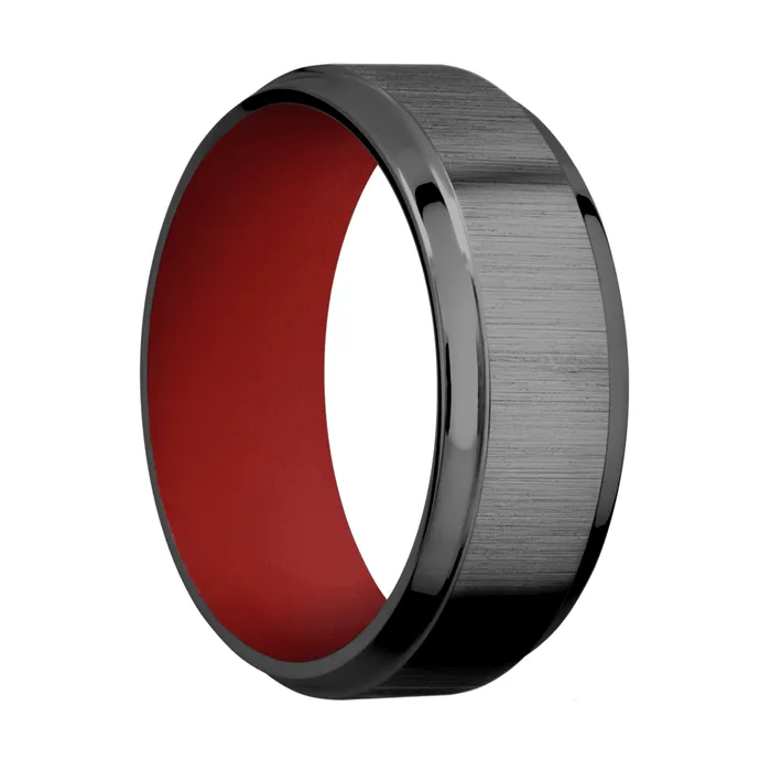 Zirconium Band with USMC Red Sleeve Lashbrook Rings Zirconium Band with USMC Red Sleeve Lashbrook Rings