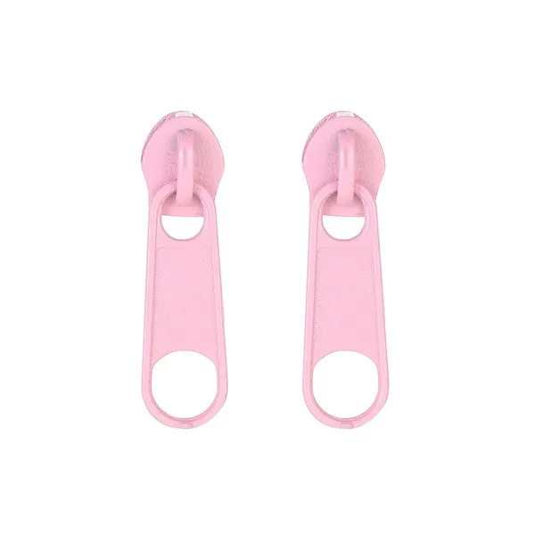 01 E1202 Light Pink Metal Zipper Earrings Earrings