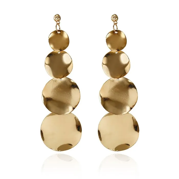 01 Earrings E1159 Gold Multi Circle Dangle Earrings