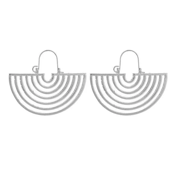 01 Earrings E928 Silver Semicircle Geometric Earrings