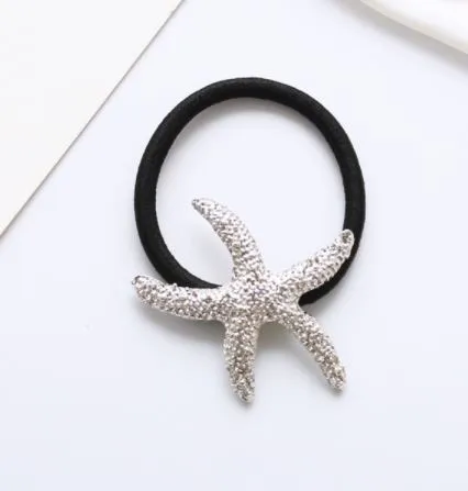 01 Earrings H683 Silver Starfish Hair Tie