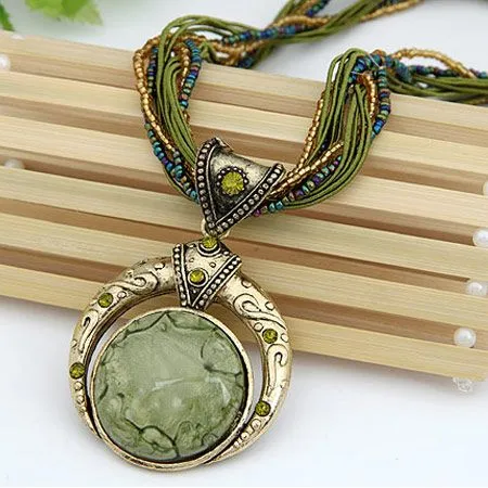 01 Necklaces N1418 Champagne Bead Sage Green Shimmer Gem Necklace with FREE Earrings 01 Necklaces N1418 Champagne Bead Sage Green Shimmer Gem Necklace with FREE Earrings