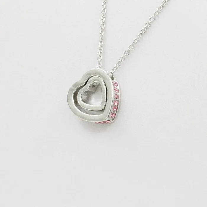 01 Necklaces N1570 Silver Multi Heart Light Pink Rhinestones Necklace with FREE Earrings 01 Necklaces N1570 Silver Multi Heart Light Pink Rhinestones Necklace with FREE Earrings