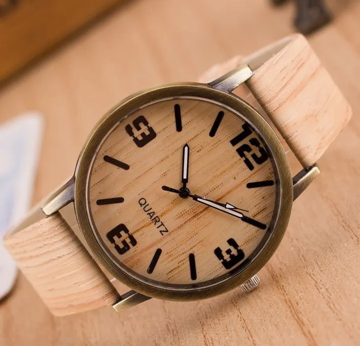 01 Watches W453 Light Brown Woodgrain Quartz Watch