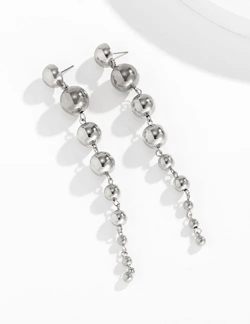 02 Earrings E1576 Silver Cascading Dangle Earrings