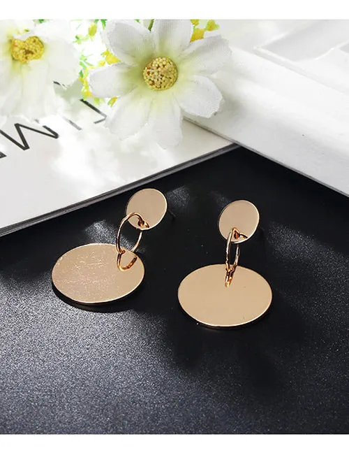 02 Earrings E1856 Gold Disk Earrings