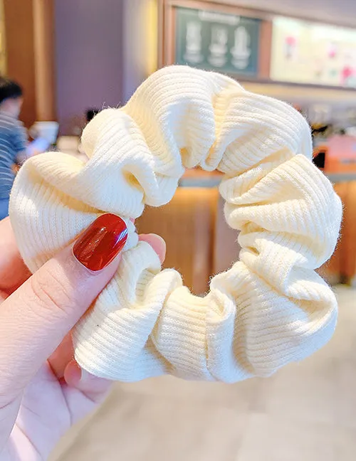 02 Earrings H465 Ivory Ribbed Hair Scrunchie