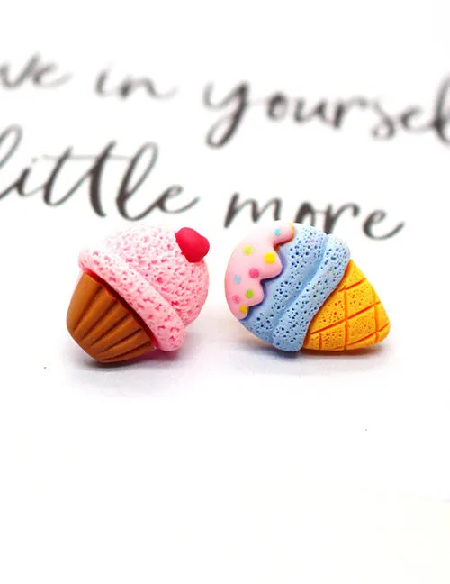 02 Earrings L189 Cute Cupcake Ice Cream Cone Earrings