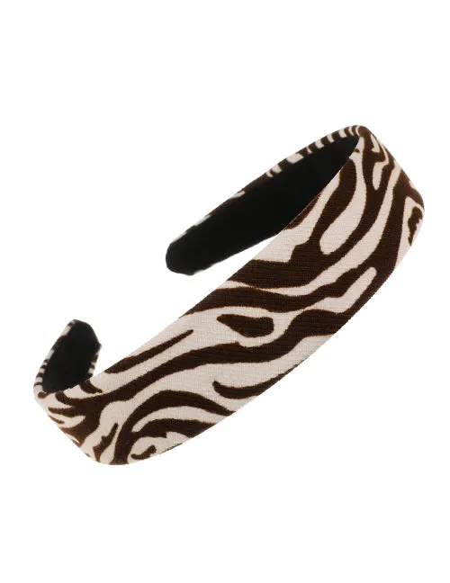 02 Rings H717 Brown White Zebra Print Head Band