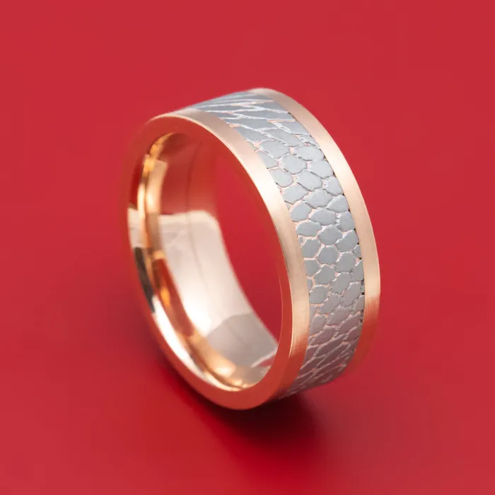 14K Gold Mens Ring with Superconductor Inlay Custom Made Band Lashbrook Rings 14K Gold Mens Ring with Superconductor Inlay Custom Made Band Lashbrook Rings