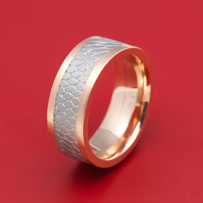 14K Gold Mens Ring with Superconductor Inlay Custom Made Band Lashbrook Rings 14K Gold Mens Ring with Superconductor Inlay Custom Made Band Lashbrook Rings
