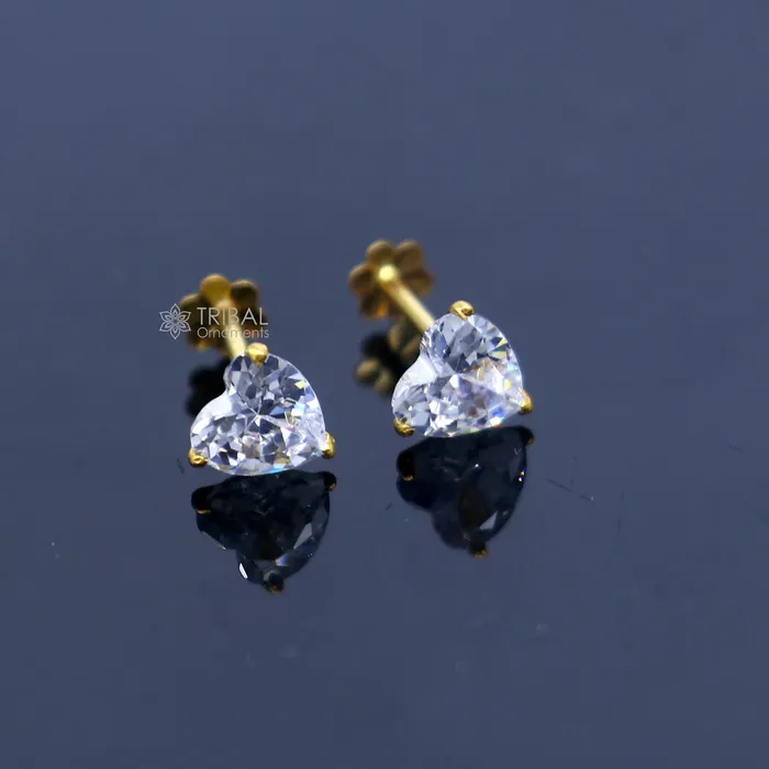 14Kt yellow gold white diamond stud earring for unisex er193 TRIBAL ORNAMENTS Earrings
