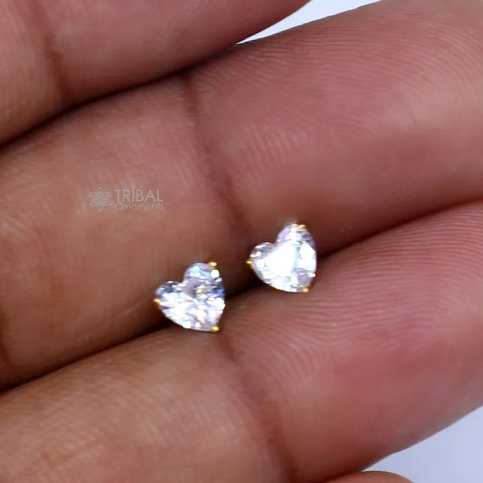 14Kt yellow gold white diamond stud earring for unisex er193 TRIBAL ORNAMENTS Earrings