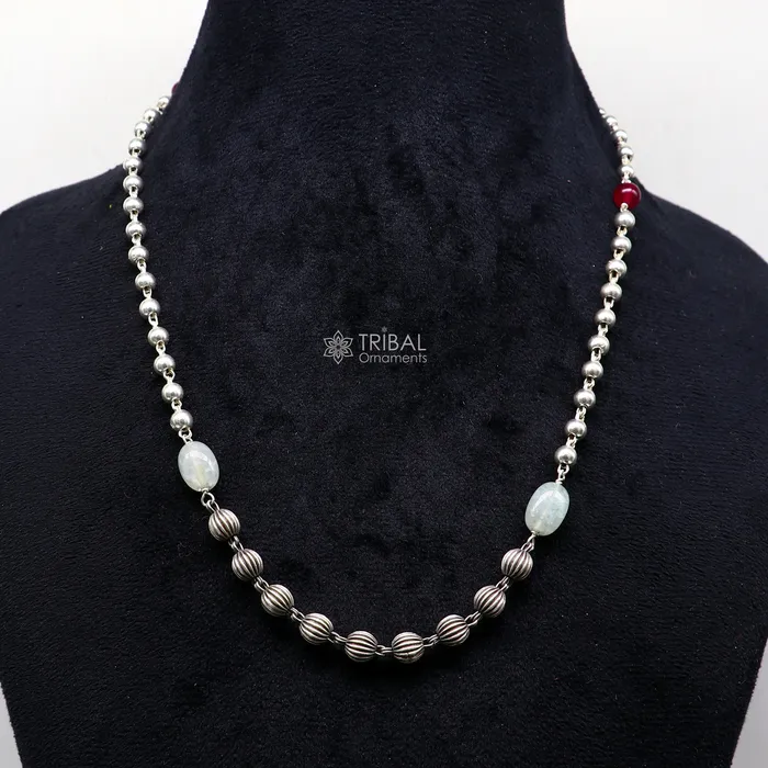 16 to 30 925 sterling silver customized stylish beaded chain necklace excellent gifting modern trendy necklace tribal jewelry ch248 TRIBAL ORNAMENTS Necklaces 16 to 30 925 sterling silver customized stylish beaded chain necklace excellent gifting modern trendy necklace tribal jewelry ch248 TRIBAL ORNAMENTS Necklaces