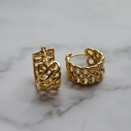 18K GoldFilled Cuban Link Braided Hoops Jewelvers PreStyled Sets 18K GoldFilled Cuban Link Braided Hoops Jewelvers PreStyled Sets