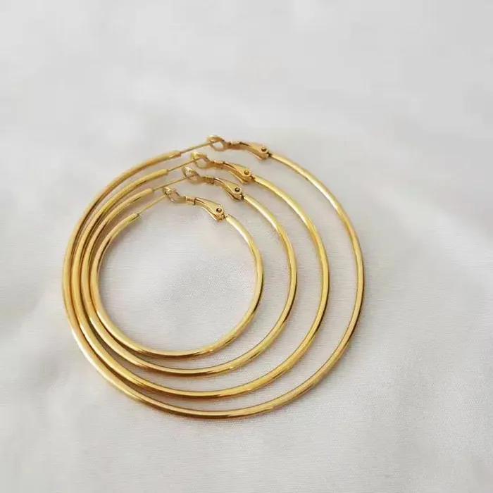 18K GoldFilled Round Large Thin Hoop Earrings Jewelvers Earrings