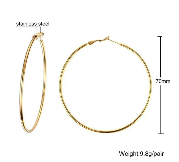 18K GoldFilled Round Large Thin Hoop Earrings Jewelvers Earrings