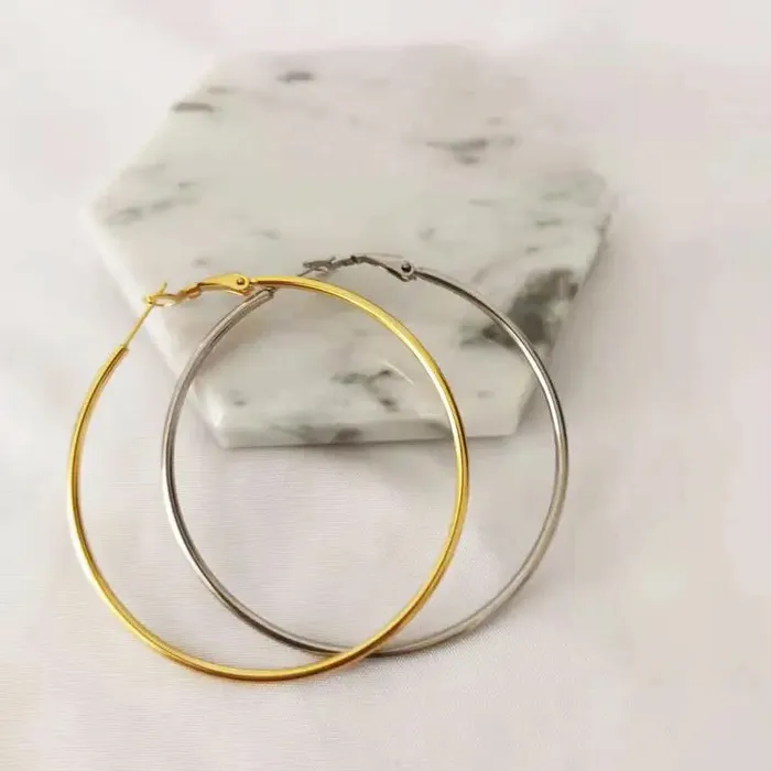 18K GoldFilled Round Large Thin Hoop Earrings Jewelvers Earrings