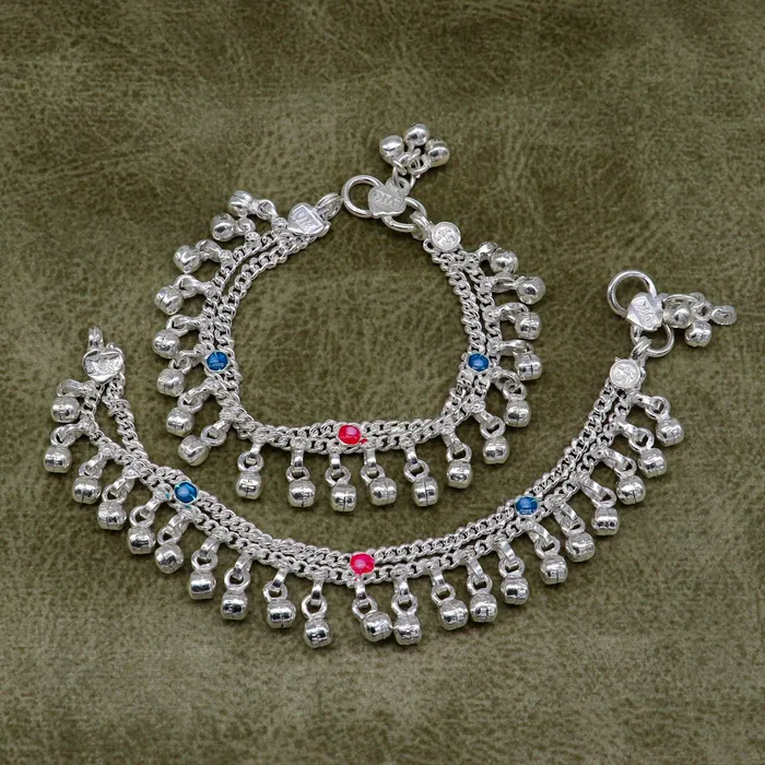 55 inches Sterling silver handmade double chain jingling ankle bracelet baby anklet noisy sound bells charm foot anklets jewelry ank302 TRIBAL ORNAMENTS Bracelets 55 inches Sterling silver handmade double chain jingling ankle bracelet baby anklet noisy sound bells charm foot anklets jewelry ank302 TRIBAL ORNAMENTS Bracelets