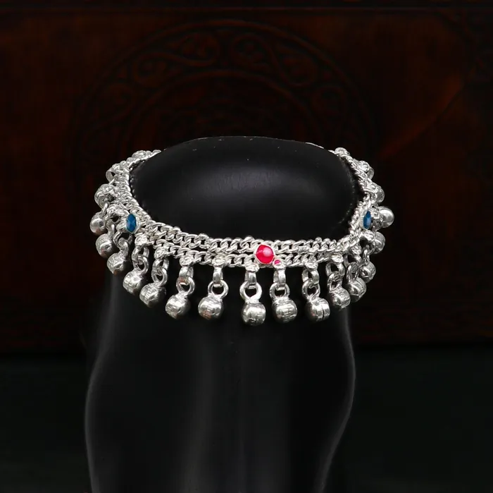 55 inches Sterling silver handmade double chain jingling ankle bracelet baby anklet noisy sound bells charm foot anklets jewelry ank302 TRIBAL ORNAMENTS Bracelets 55 inches Sterling silver handmade double chain jingling ankle bracelet baby anklet noisy sound bells charm foot anklets jewelry ank302 TRIBAL ORNAMENTS Bracelets