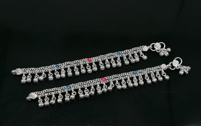 55 inches Sterling silver handmade double chain jingling ankle bracelet baby anklet noisy sound bells charm foot anklets jewelry ank302 TRIBAL ORNAMENTS Bracelets 55 inches Sterling silver handmade double chain jingling ankle bracelet baby anklet noisy sound bells charm foot anklets jewelry ank302 TRIBAL ORNAMENTS Bracelets