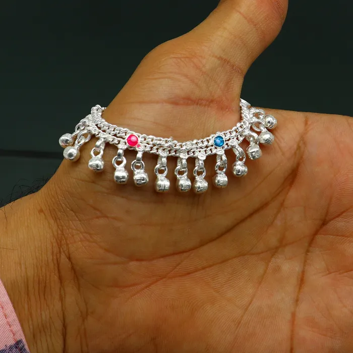 55 inches Sterling silver handmade double chain jingling ankle bracelet baby anklet noisy sound bells charm foot anklets jewelry ank302 TRIBAL ORNAMENTS Bracelets 55 inches Sterling silver handmade double chain jingling ankle bracelet baby anklet noisy sound bells charm foot anklets jewelry ank302 TRIBAL ORNAMENTS Bracelets