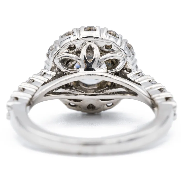 65mm Round Center 14K White Gold Halo Ring Fire Brilliance Rings