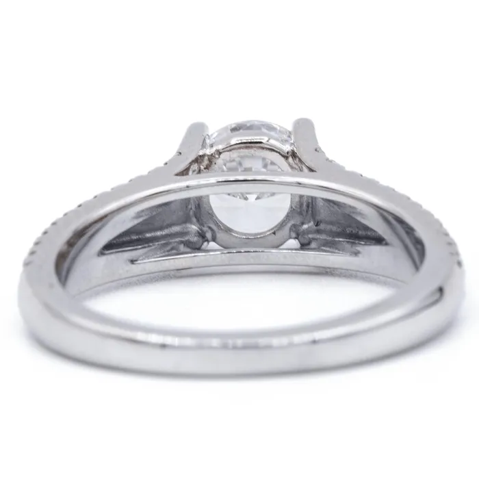 75mm Round Center Two Tone 14K White and Rose Gold Diamond Shank Ring Fire Brilliance Rings
