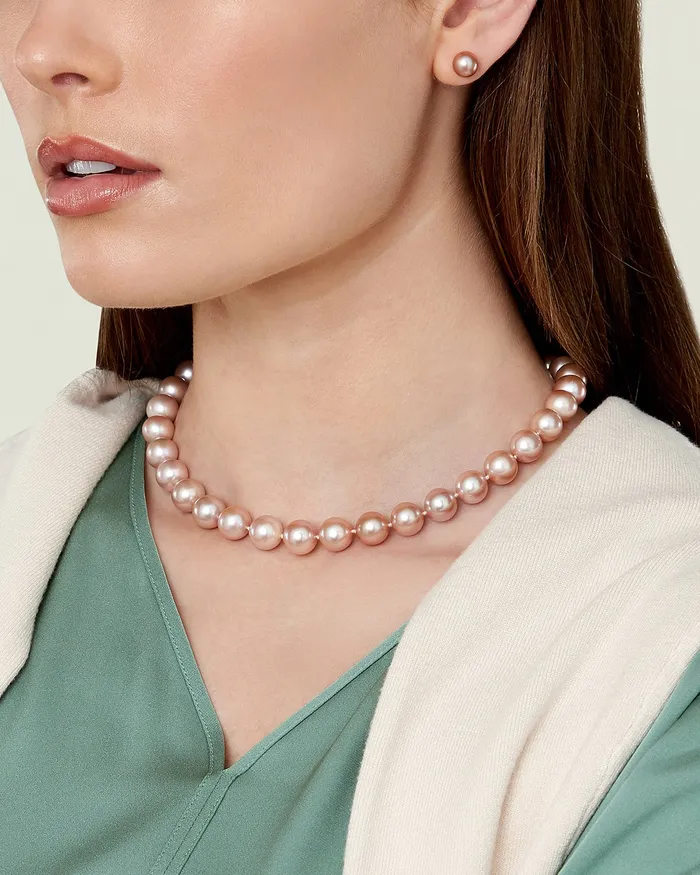 95105mm Pink Freshwater Pearl Necklace AAA Quality spt Necklaces