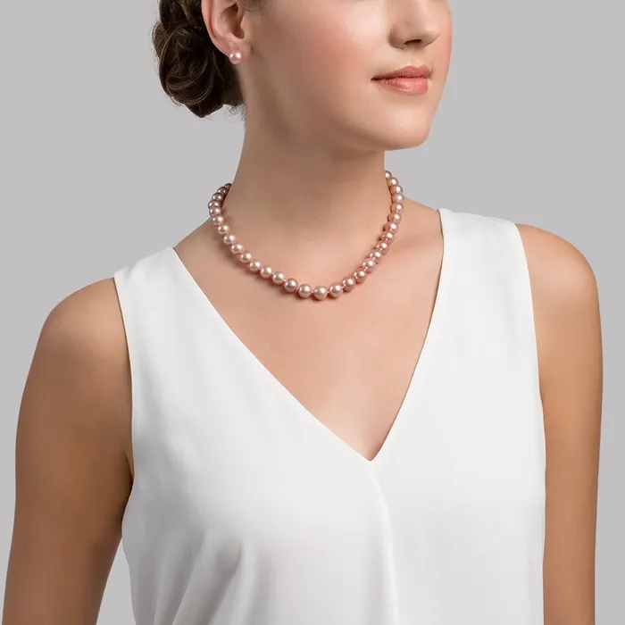 95105mm Pink Freshwater Pearl Necklace AAA Quality spt Necklaces