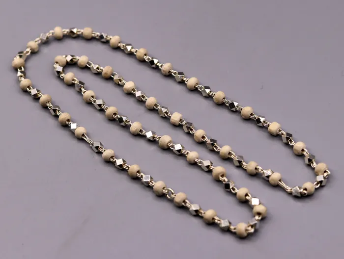 925 Silver handcrafted Basil rosary beads with silverbeads necklace chain tulsi mala use in Ayurveda for feel protected and focused ch19 TRIBAL ORNAMENTS Necklaces