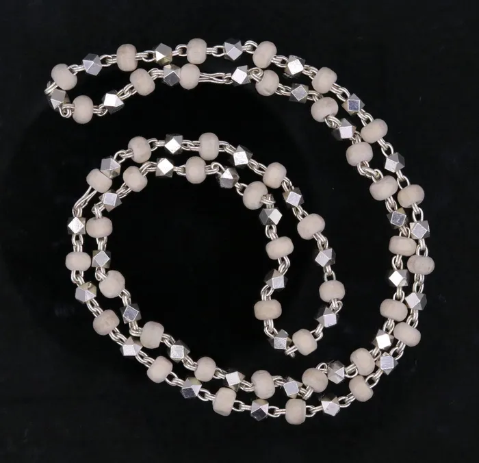925 Silver handcrafted Basil rosary beads with silverbeads necklace chain tulsi mala use in Ayurveda for feel protected and focused ch19 TRIBAL ORNAMENTS Necklaces