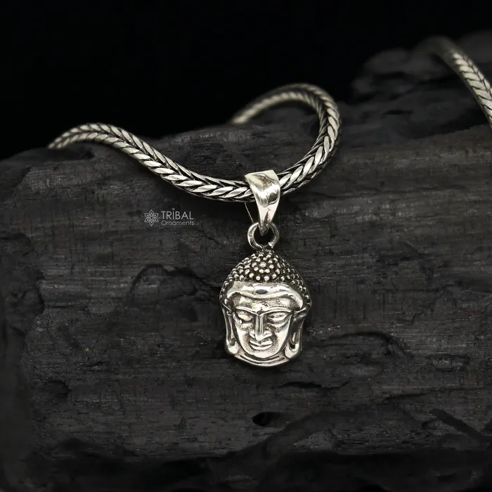 925 silver Lord Buddha face pendant symbolizing the aspiration to cultivate inner peace wisdom deeper understanding of the world NSP749 TRIBAL ORNAMENTS Necklaces