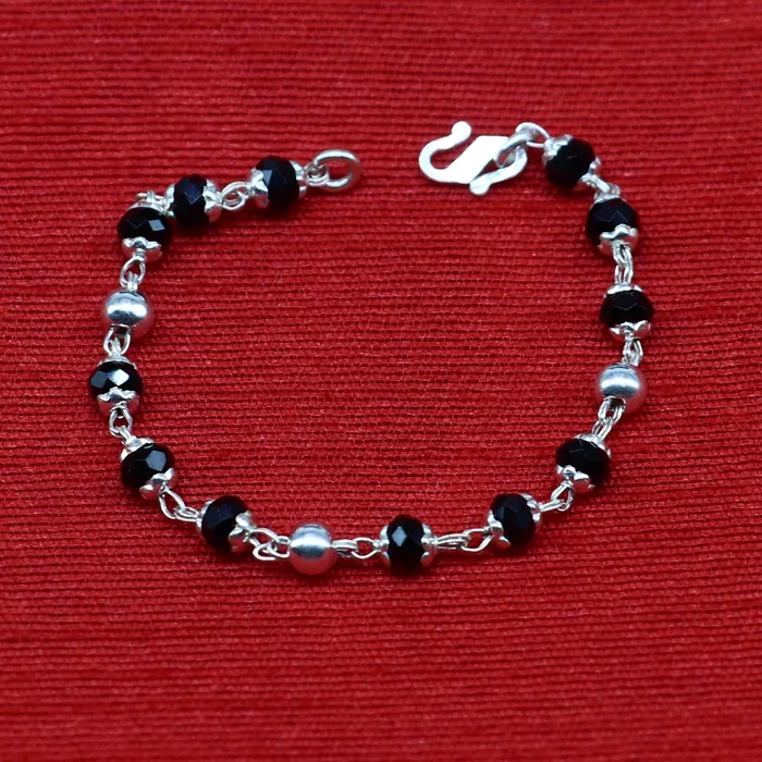 925 sterling silver customized black beads Nazariya bracelet protect from evil eyes new born baby bracelet stylish jewelry from india bbr9 TRIBAL ORNAMENTS Bracelets