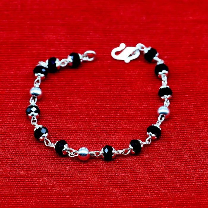 925 sterling silver customized black beads Nazariya bracelet protect from evil eyes new born baby bracelet stylish jewelry from india bbr9 TRIBAL ORNAMENTS Bracelets