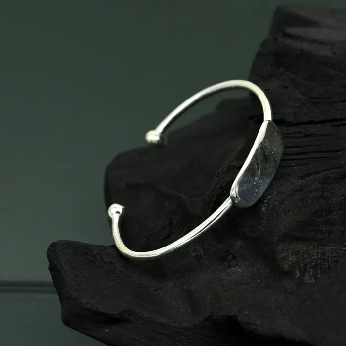 925 sterling silver exclusive plain bright design new born baby bangle kada baby bracelet kada best gift for your baby from india nbbk221 TRIBAL ORNAMENTS Bracelets