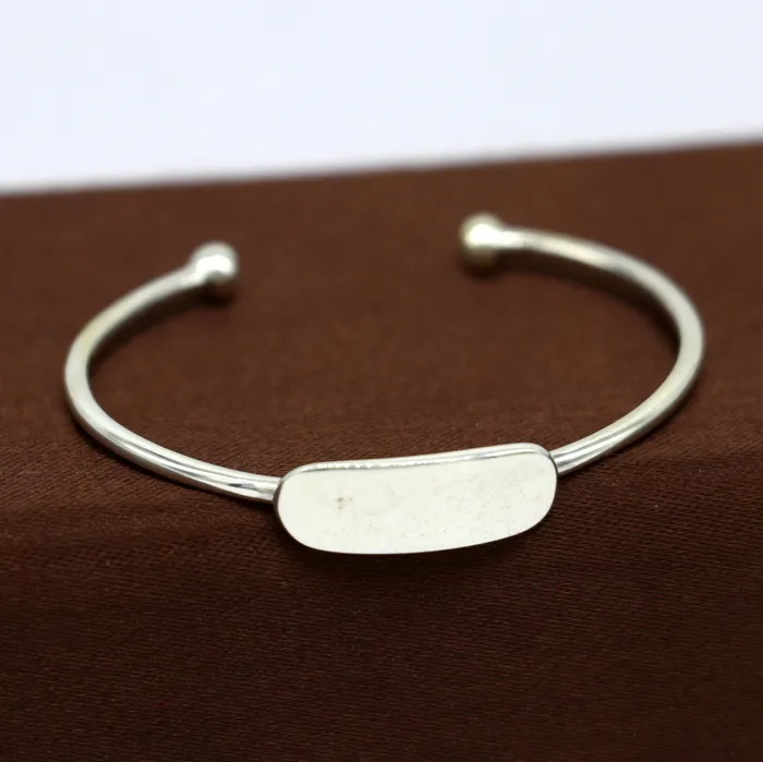 925 sterling silver exclusive plain bright design new born baby bangle kada baby bracelet kada best gift for your baby from india nbbk221 TRIBAL ORNAMENTS Bracelets
