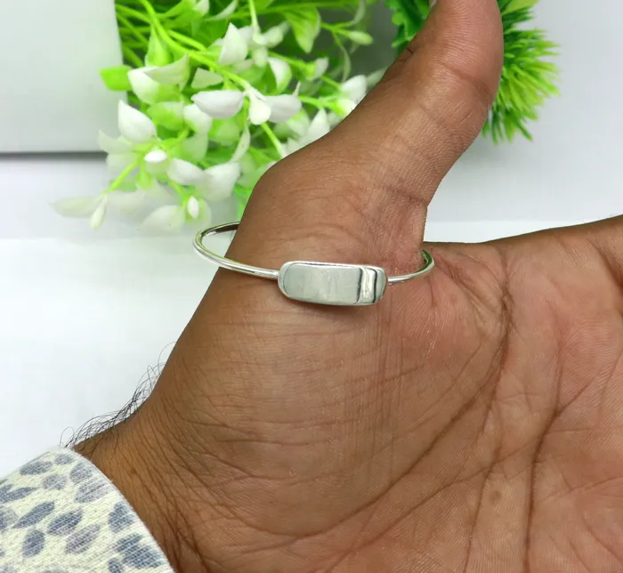 925 sterling silver exclusive plain bright design new born baby bangle kada baby bracelet kada best gift for your baby from india nbbk221 TRIBAL ORNAMENTS Bracelets