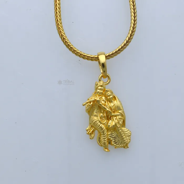 925 sterling silver gold polished Lord Krishna and Radha divine pendant nsp910 TRIBAL ORNAMENTS Necklaces 925 sterling silver gold polished Lord Krishna and Radha divine pendant nsp910 TRIBAL ORNAMENTS Necklaces