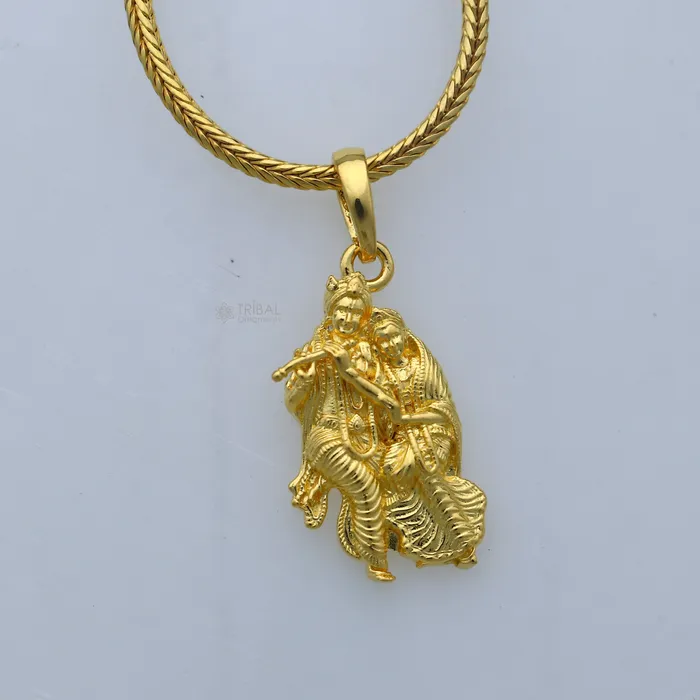 925 sterling silver gold polished Lord Krishna and Radha divine pendant nsp910 TRIBAL ORNAMENTS Necklaces 925 sterling silver gold polished Lord Krishna and Radha divine pendant nsp910 TRIBAL ORNAMENTS Necklaces