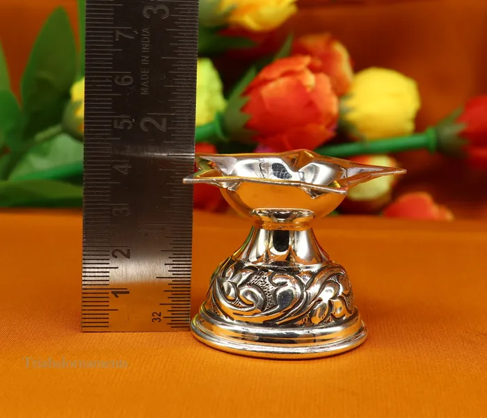 925 sterling silver gorgeous chitai work kandrai work design oil lamp silver Deepak silver temple article Diwali puja utensils art su500 TRIBAL ORNAMENTS Rings